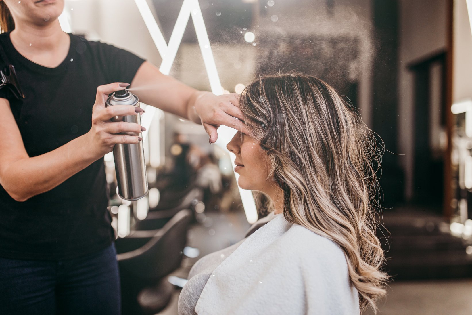 Woman at hair salon